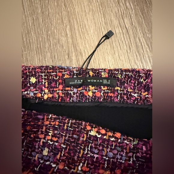 Zara Burgundy Multicolor Tweed Pencil Skirt - Picture 3 of 4